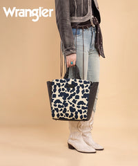 Wrangler All-over Leopard Print Wide Tote Bag Black