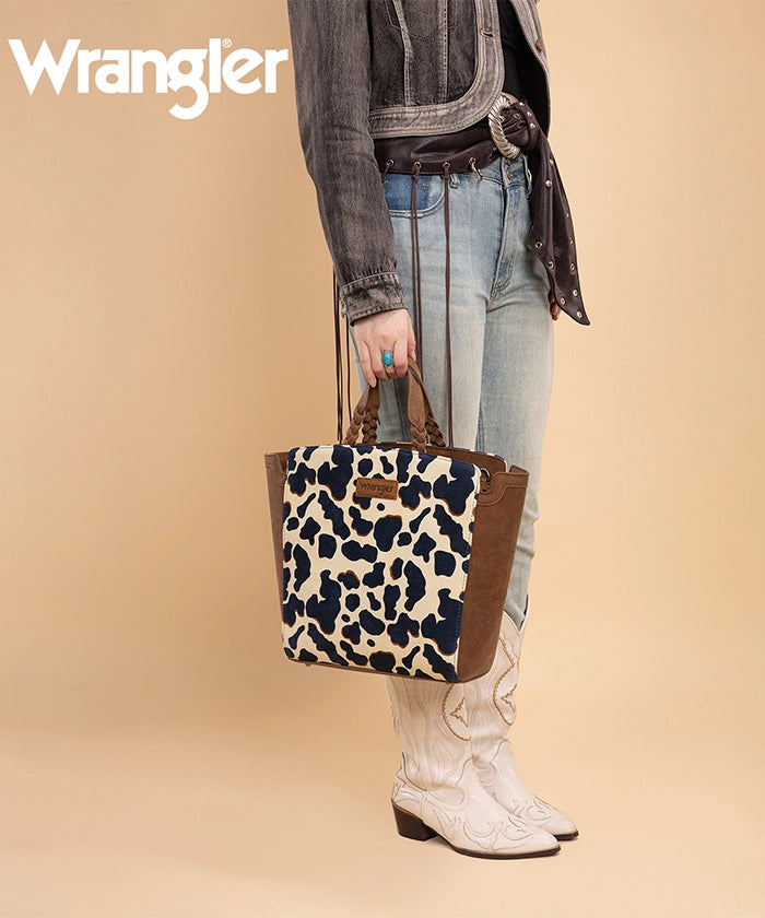Wrangler All-over Leopard Print Wide Tote Bag Brown