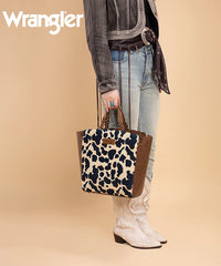 Wrangler All-over Leopard Print Wide Tote Bag Brown