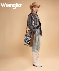 Wrangler All-over Leopard Print Wide Tote Bag Brown