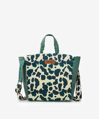 Wrangler All-over Leopard Print Wide Tote Bag Dark Turquoise