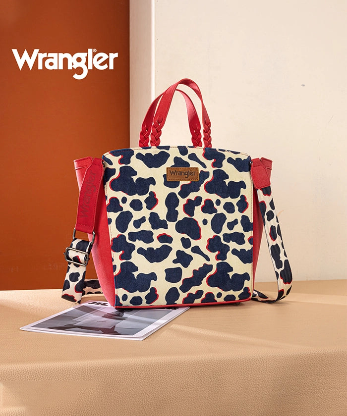 Wrangler All-over Leopard Print Wide Tote Bag Red