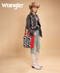 Wrangler All-over Leopard Print Wide Tote Bag Red