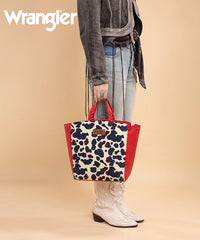 Wrangler All-over Leopard Print Wide Tote Bag Red