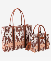 WRANGLER SOUTHWESTERN PRINT TOTE BAG SET - Montana West World