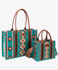 WRANGLER SOUTHWESTERN PRINT TOTE BAG SET - Montana West World