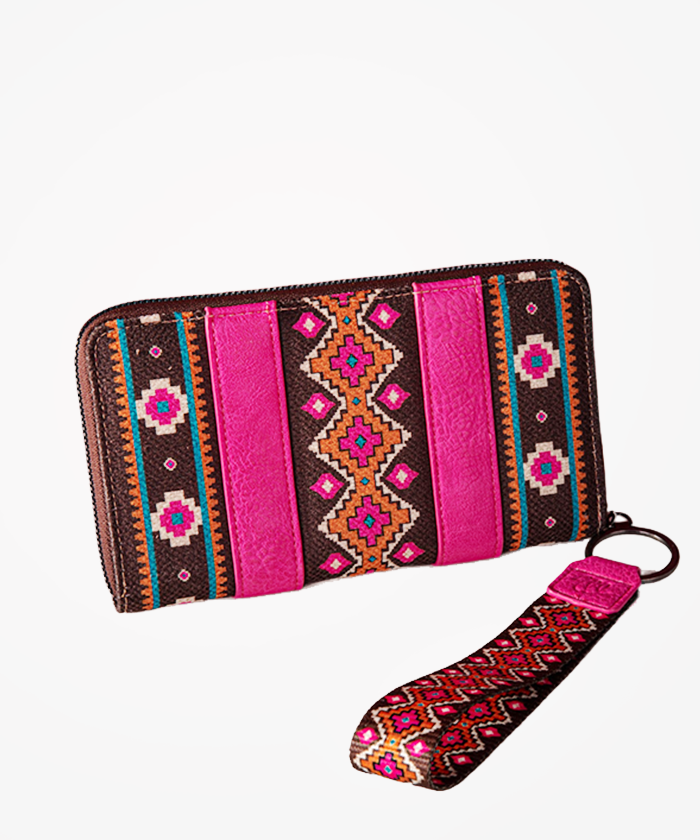 Wrangler Allover Aztec Dual Sided Print Canvas Wallet - Montana West World