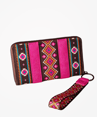 Wrangler Allover Aztec Dual Sided Print Canvas Wallet - Montana West World