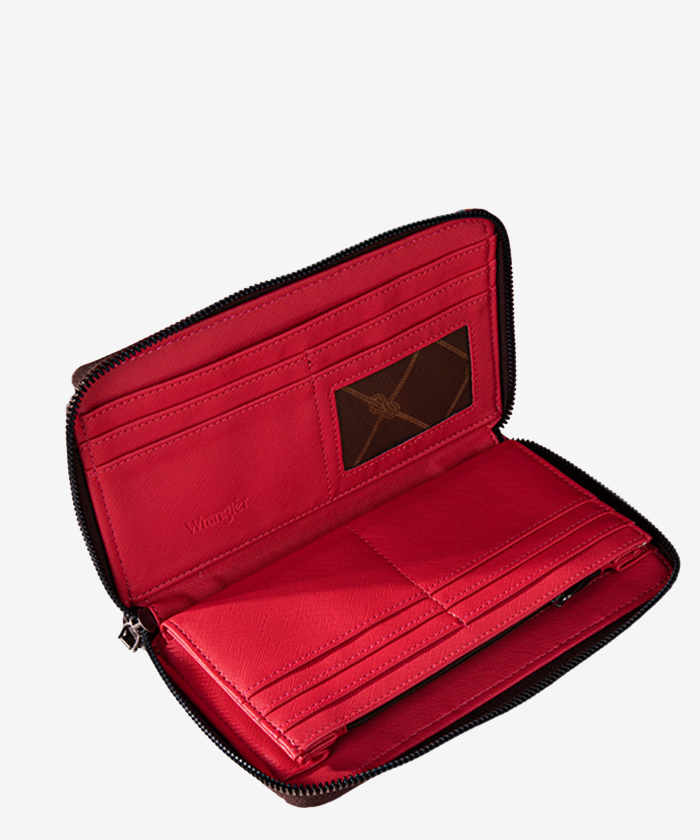 Wrangler Allover Aztec Dual Sided Print Canvas Wallet - Montana West World