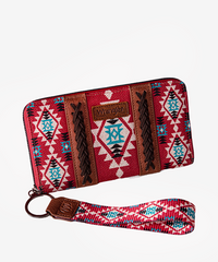 Wrangler Allover Aztec Dual Sided Print Canvas Wallet - Montana West World