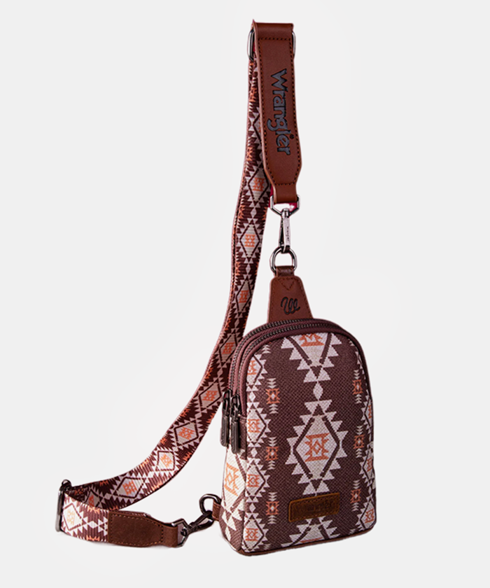 Wrangler Southwestern Allover Aztec Print Sling Bag - Montana West World