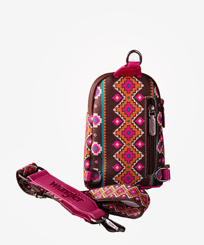 Wrangler Southwestern Allover Aztec Print Sling Bag - Montana West World