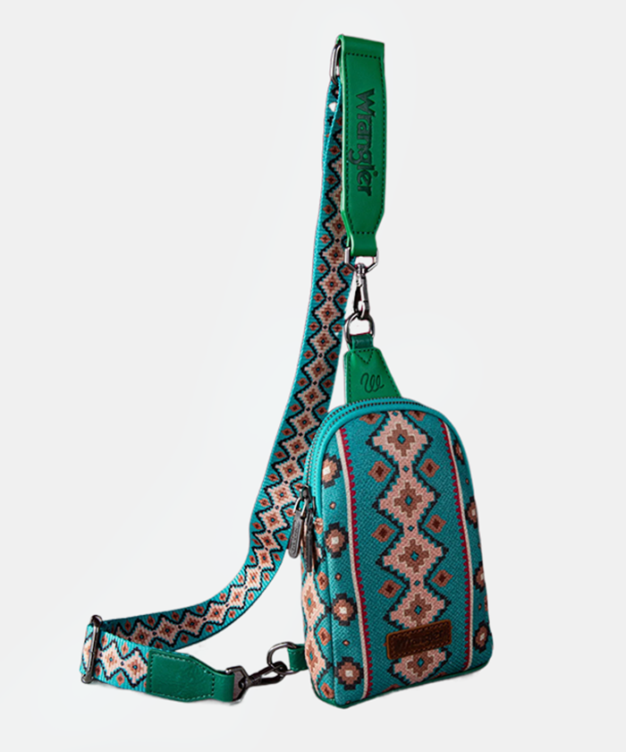 Wrangler Southwestern Allover Aztec Print Sling Bag - Montana West World