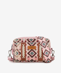 Wrangler Aztce Dual Sided Print Crossbody Purse Dark Pink