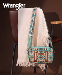 Wrangler Aztce Dual Sided Print Crossbody Purse Green