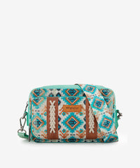 Wrangler Aztce Dual Sided Print Crossbody Purse Green