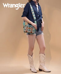 Wrangler Aztce Dual Sided Print Crossbody Purse Green