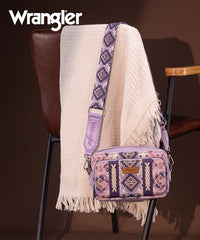 Wrangler Aztce Dual Sided Print Crossbody Purse Lavender