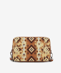 Wrangler Aztce Dual Sided Print Crossbody Purse Light Brown