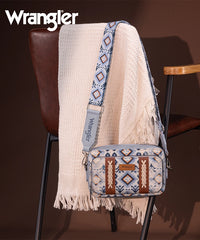 Wrangler Aztce Dual Sided Print Crossbody Purse Navy
