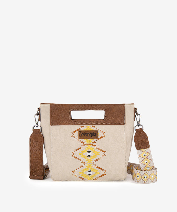 Wrangler Aztec Embroidered Crossbody Bag Beige