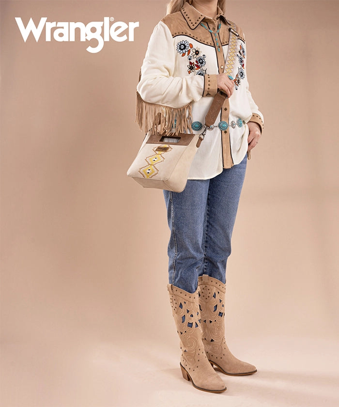 Wrangler Aztec Embroidered Crossbody Bag Beige6