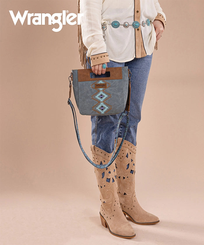 Wrangler Aztec Embroidered Crossbody Bag Jean