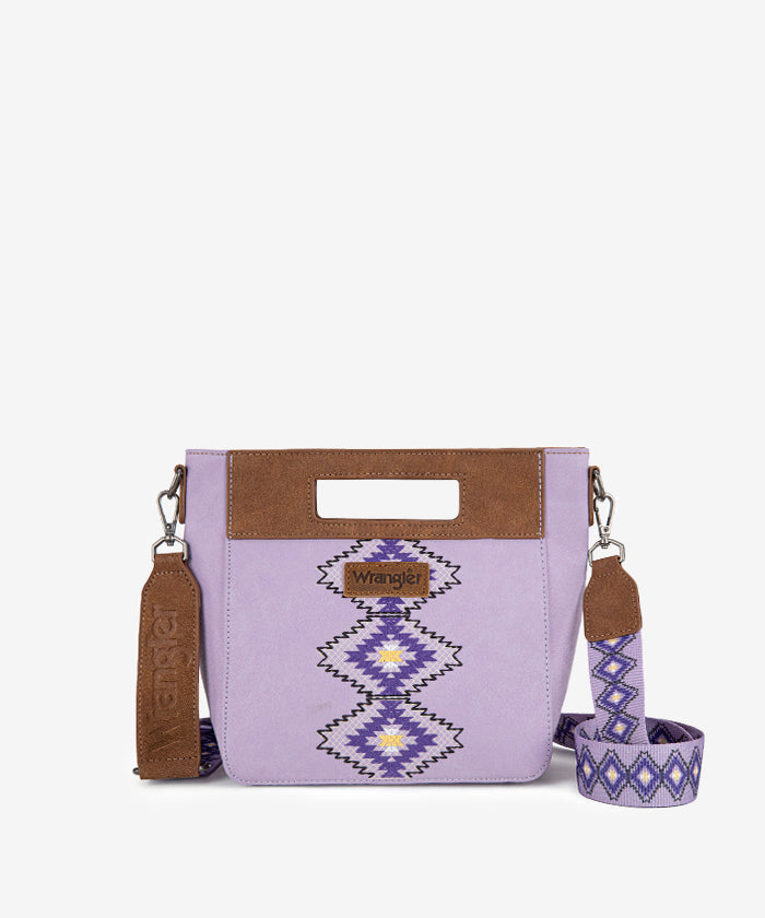 Wrangler Aztec Embroidered Crossbody Bag Purple
