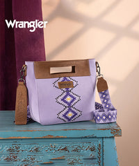 Wrangler Aztec Embroidered Crossbody Bag Purple