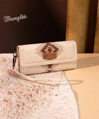 Wrangler Aztec Embroidered Wallet Beige
