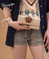 Wrangler Aztec Embroidered Wallet Beige