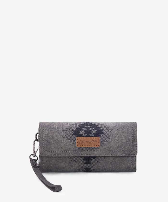 Wrangler Aztec Embroidered Wallet Black