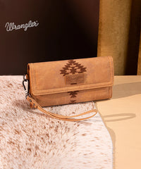 Wrangler Aztec Embroidered Wallet Brown