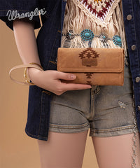 Wrangler Aztec Embroidered Wallet Brown