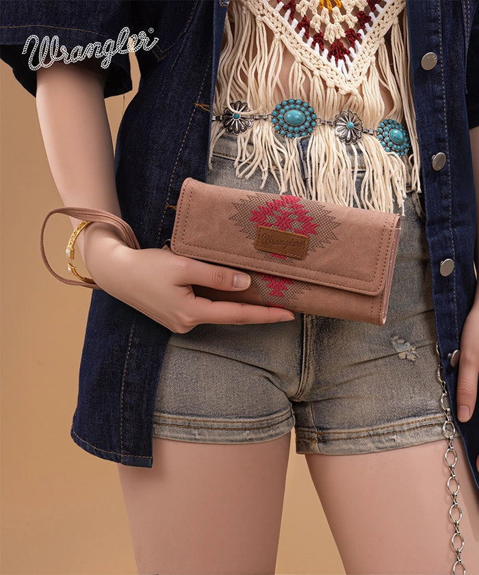 Wrangler Aztec Embroidered Wallet Dark Pink