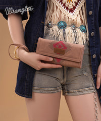 Wrangler Aztec Embroidered Wallet Dark Pink