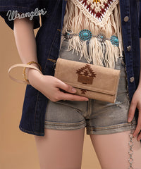 Wrangler Aztec Embroidered Wallet Tan