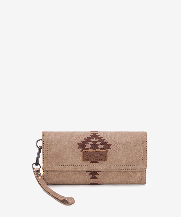 Wrangler Aztec Embroidered Wallet Tan