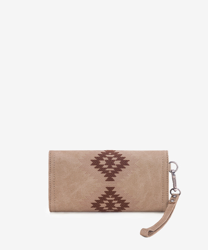 Wrangler Aztec Embroidered Wallet Tan