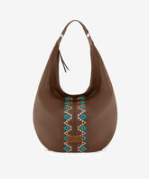 Wrangler Aztec Embroidered Wide Hobo Bag Brown