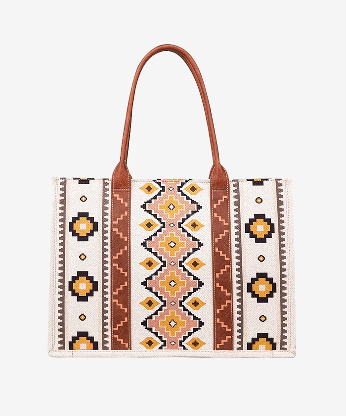 Wrangler Southwestern Aztec Print Canvas Wide Tote - Montana West World