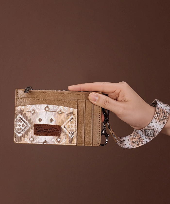 Wrangler Aztec Print Card Case Khaki