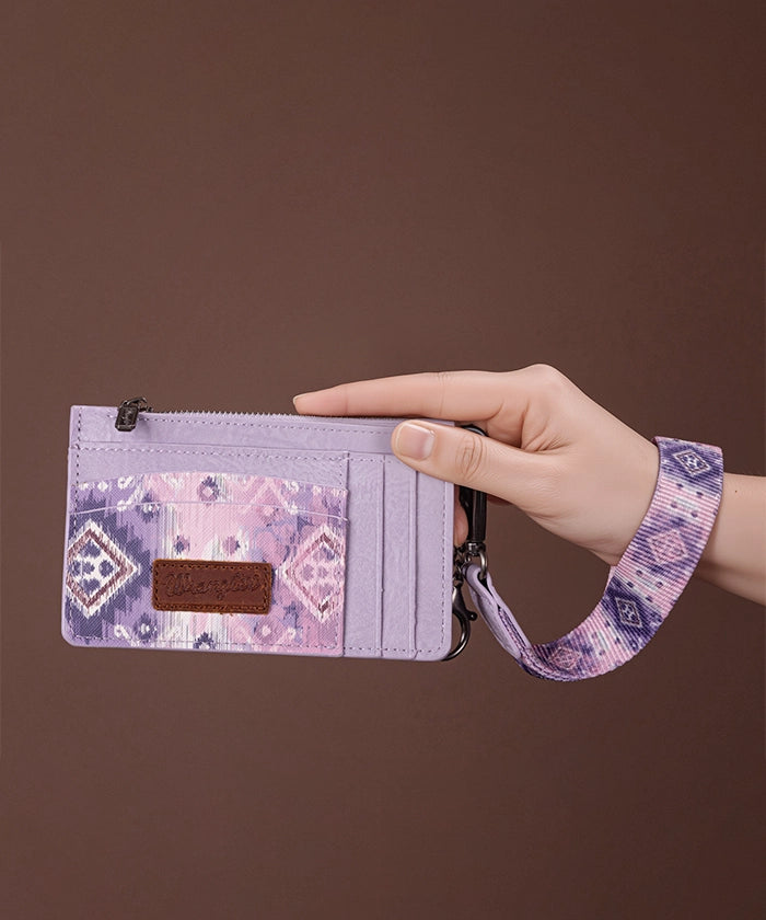 Wrangler Aztec Print Card Case Purple