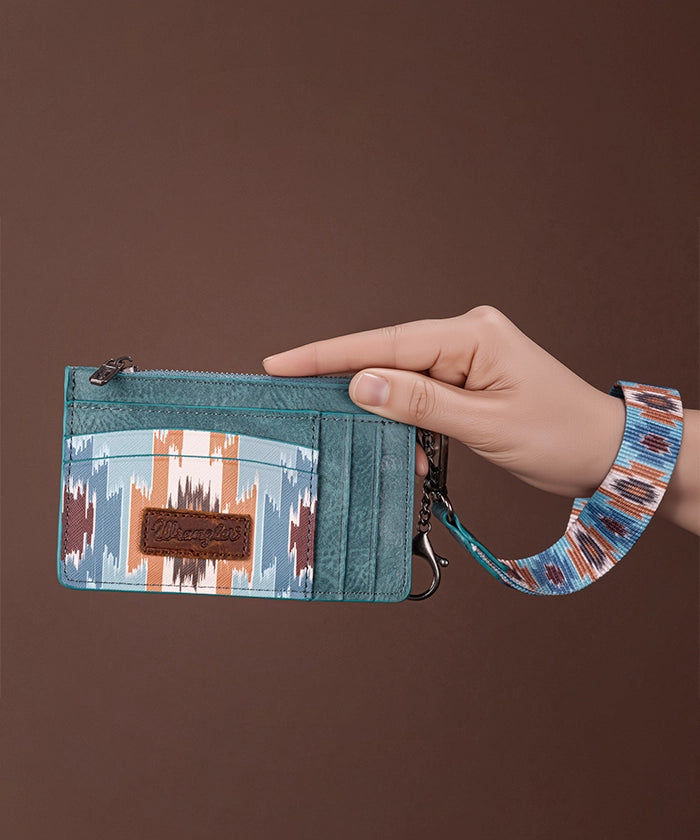 Wrangler Aztec Print Card Case Turquoise