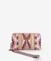 Wrangler Aztec Print Whipstitch Canvas Wallet Pink