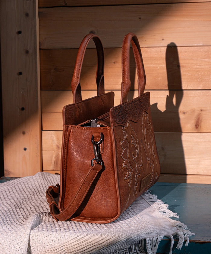 Wrangler_Boot_Scroll_Crossbody_Purse_Brown