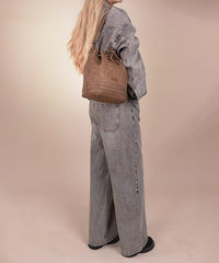 Wrangler Concealed Carry Bucket Crossbody Bag Coffee