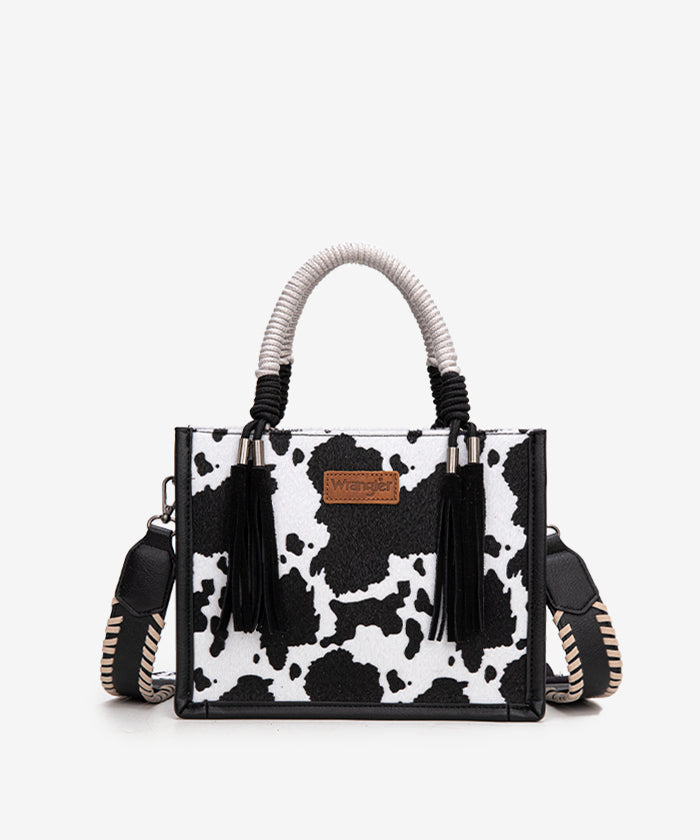 Wrangler CowPrint Rope Handle Tote Bag Black