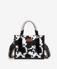 Wrangler CowPrint Rope Handle Tote Bag Black