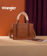 Wrangler CowPrint Rope Handle Tote Bag Brown